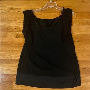 Black Sleeveless Chiffon Overlay Top
